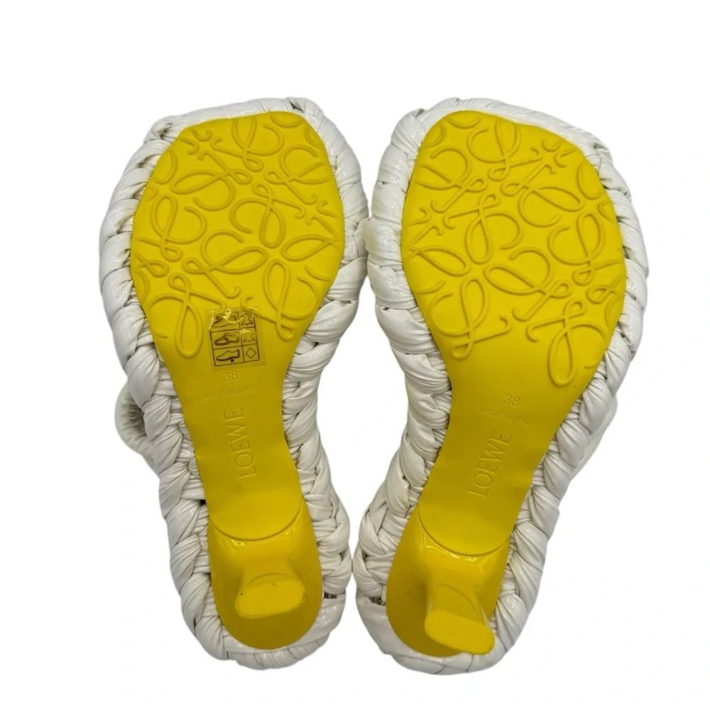 Loewe Petal Knot Leather 90 Sandals White Yellow Size 38 / 8